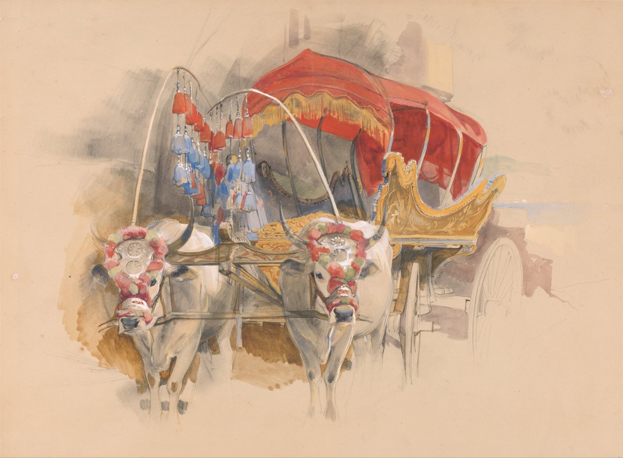 Een Turkse Araba getrokken door twee witte ossen, Constantinopel door John Frederick Lewis