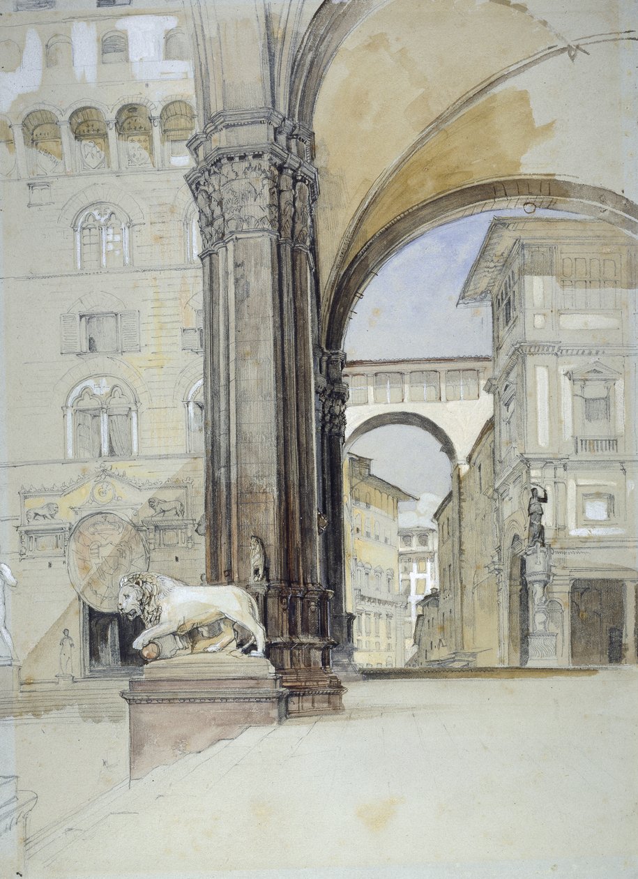 Florence: Het Palazzo Vecchio en de Uffizi door John Frederick Lewis