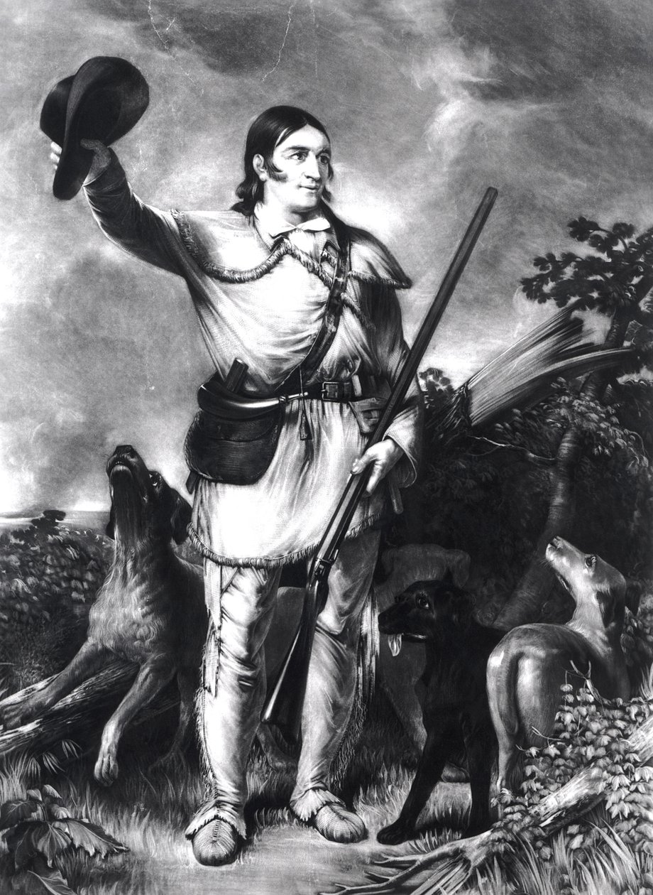 Kolonel Davy Crockett, gegraveerd door Charles Gilbert Stuart (c.1787-1813) c.1839 door John Gadsby Chapman