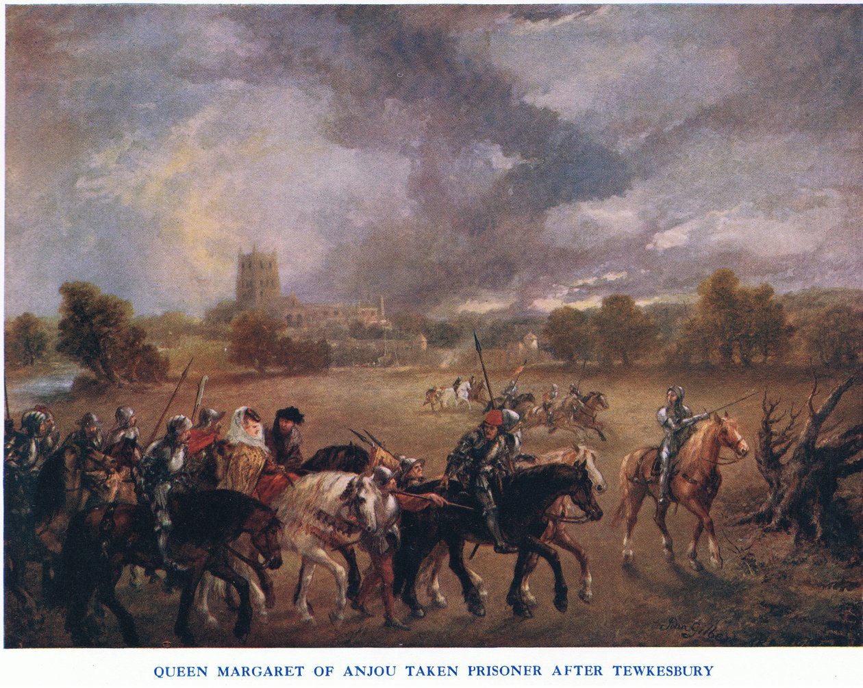 Koningin Margaretha van Anjou gevangen genomen na Tewkesbury, uit Cassells History of the British People gepubliceerd door de Waverley Book Company Limited, ca. 1940 door John Gilbert