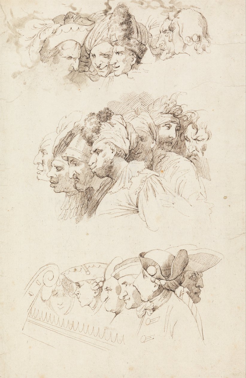 Studies van Groepen Hoofden door John Hamilton Mortimer