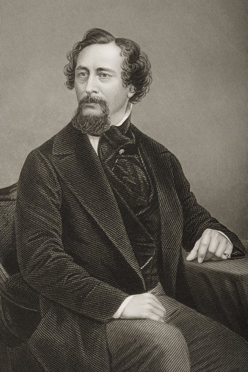 Charles John Huffam Dickens (1812-70) gegraveerd door D.J. Pound van een foto, uit 
