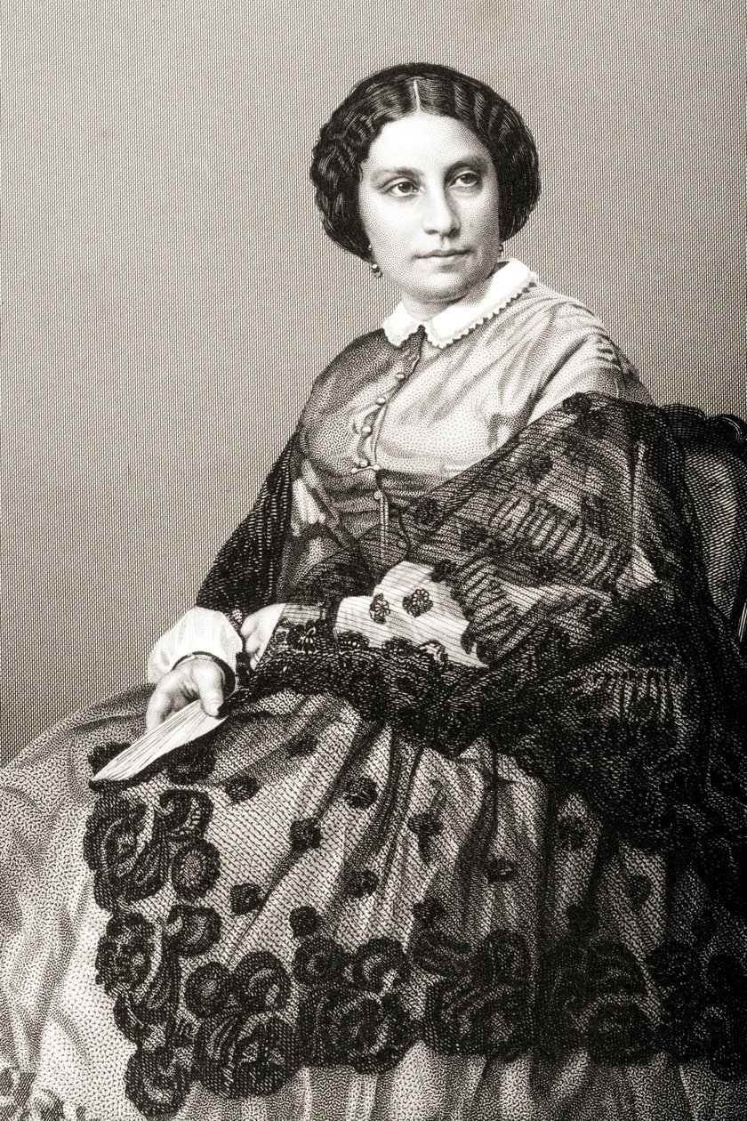 Madame Caroline Marie Felix Miolan-Carvalho (c.1827-95) gegraveerd door D.J. Pound van een foto, uit 