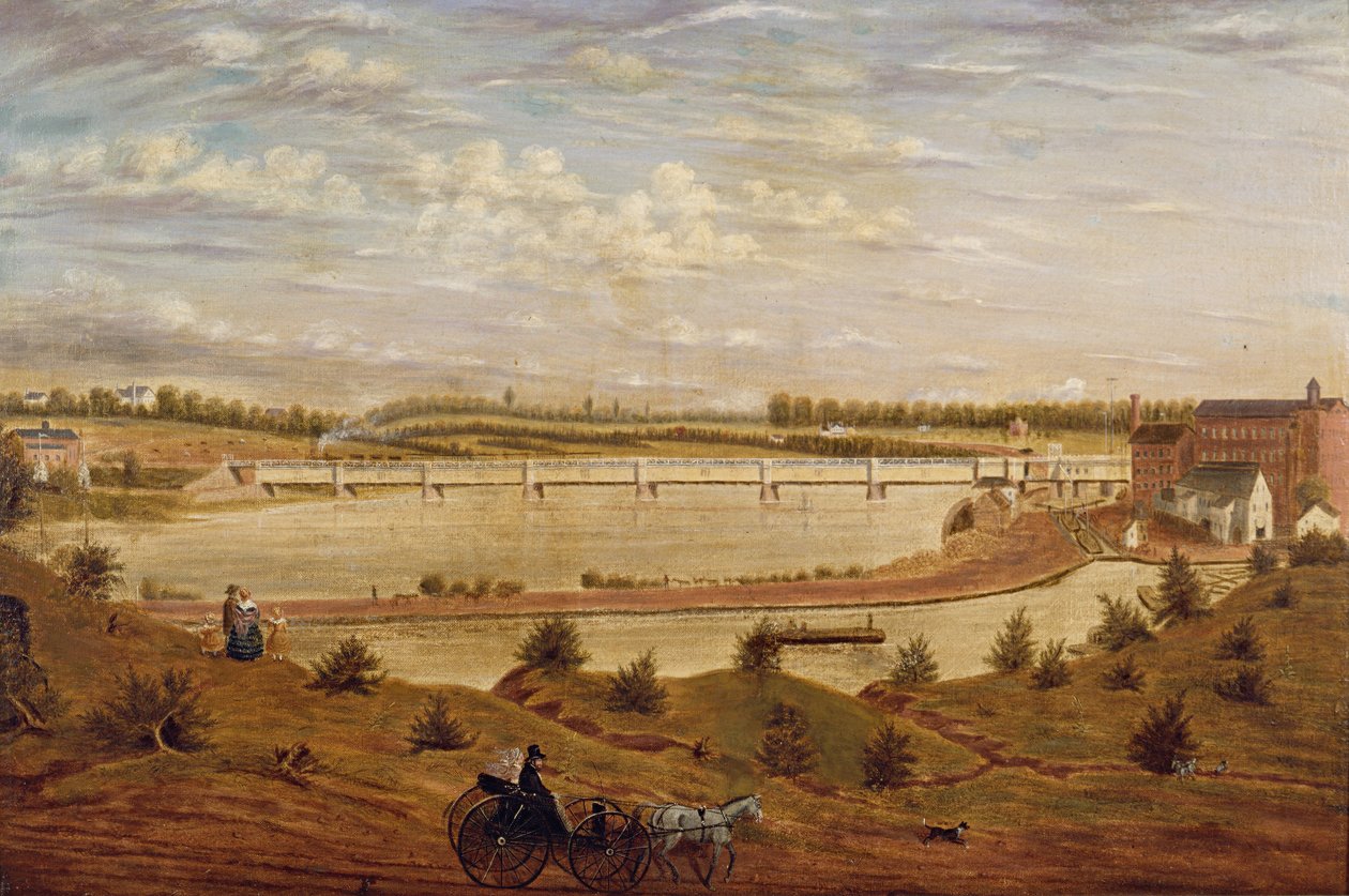 Uitzicht op de New Brunswick Spoorwegbrug door John Jesse Barker