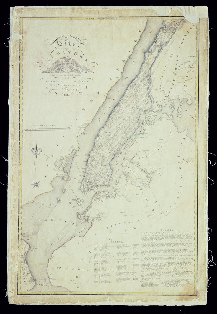 Kaart van de Stad New York zoals Uitgelegd door de Commissarissen, 1814 door John Jr. Randel