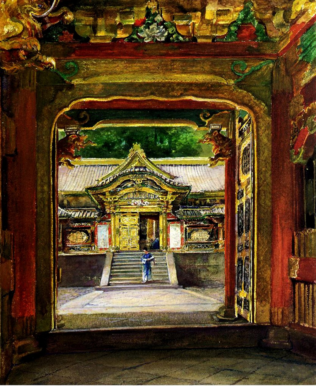 De 3e poort, Iyemitsu-tempel, Nikko, Japan, c.1886 door John La Farge or Lafarge