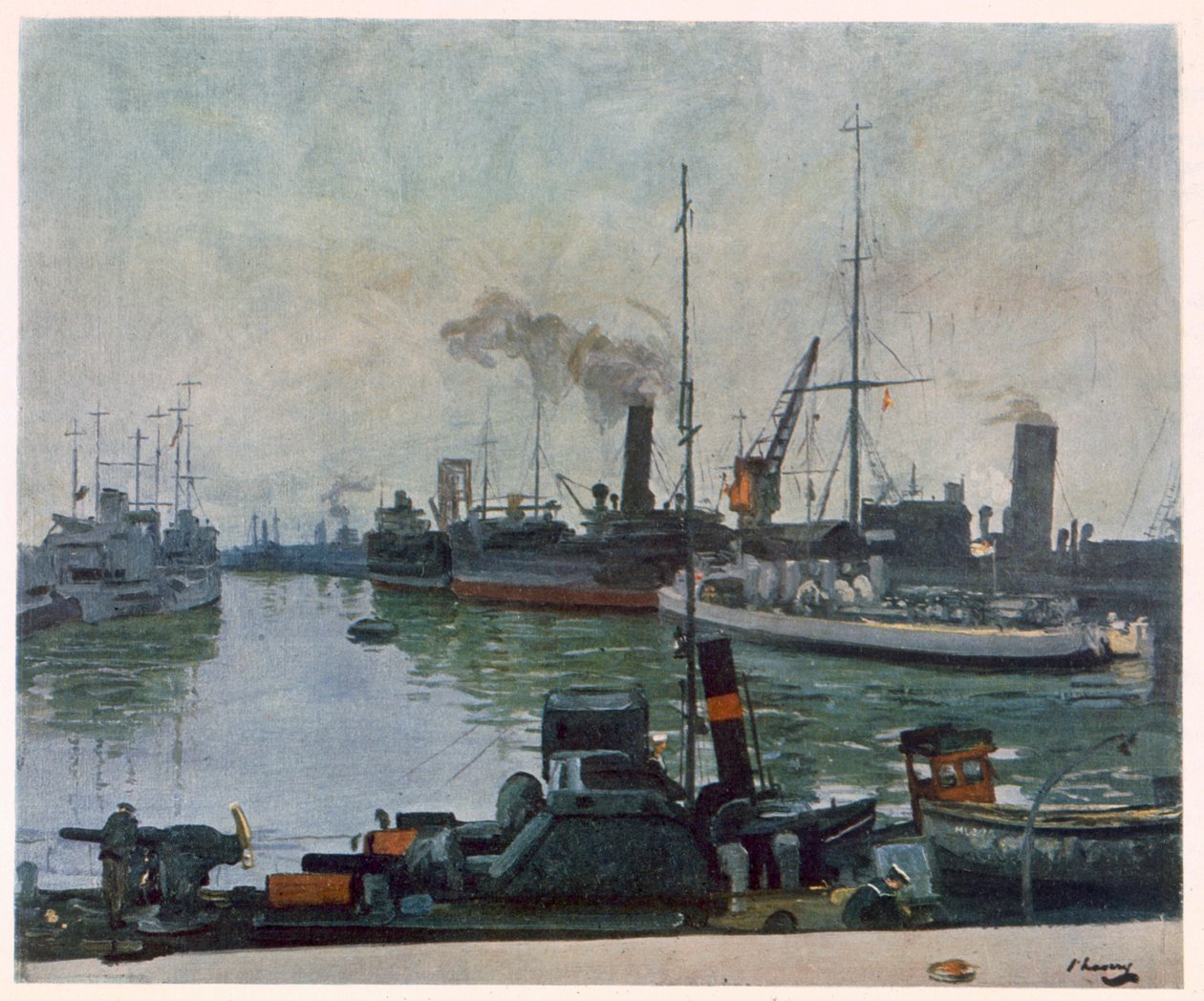 Patrouilleboten, uit Britse kunstenaars aan het front, voortzetting van het westelijk front, 1918 door John Lavery