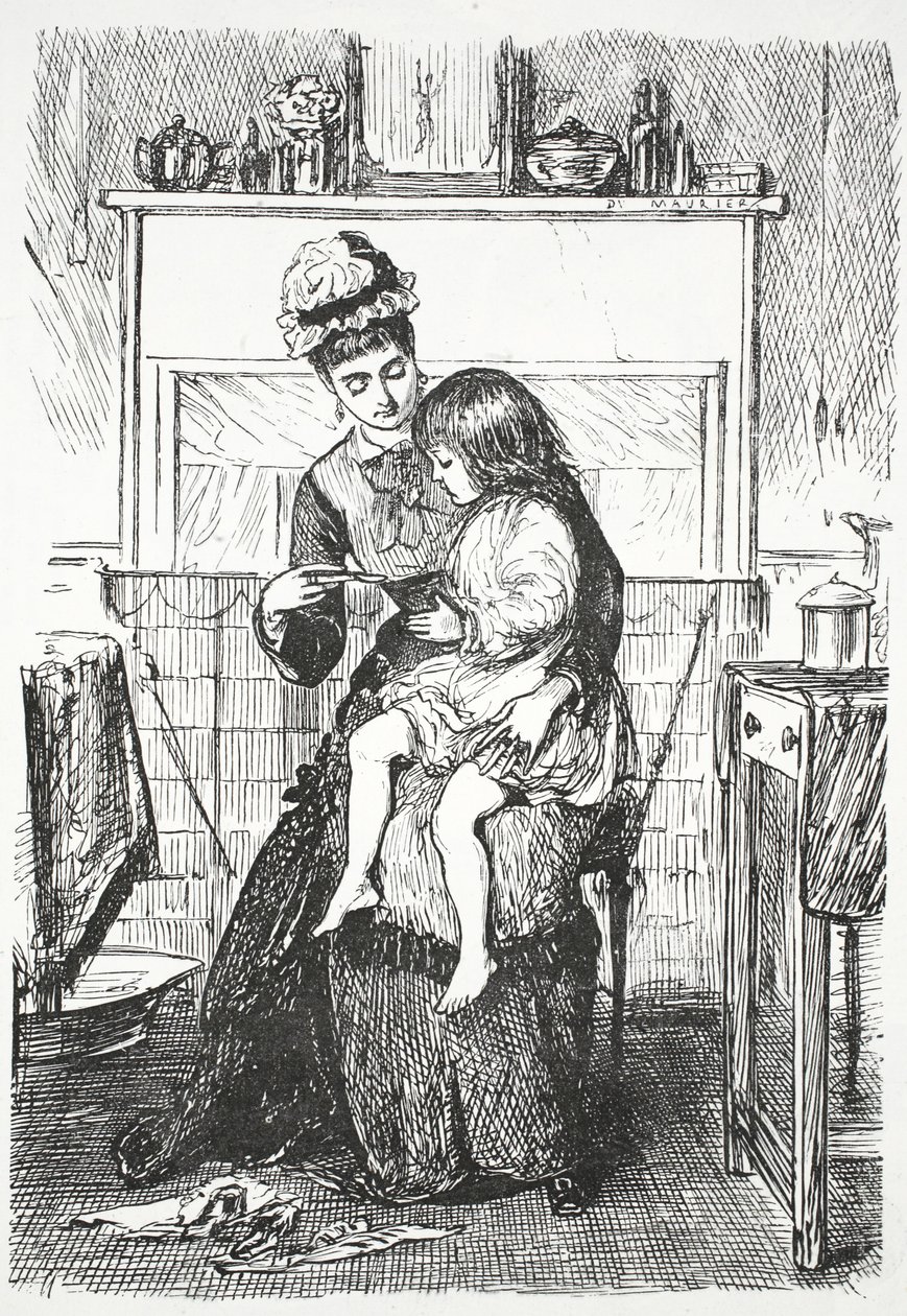 In de kinderkamer door John Leech