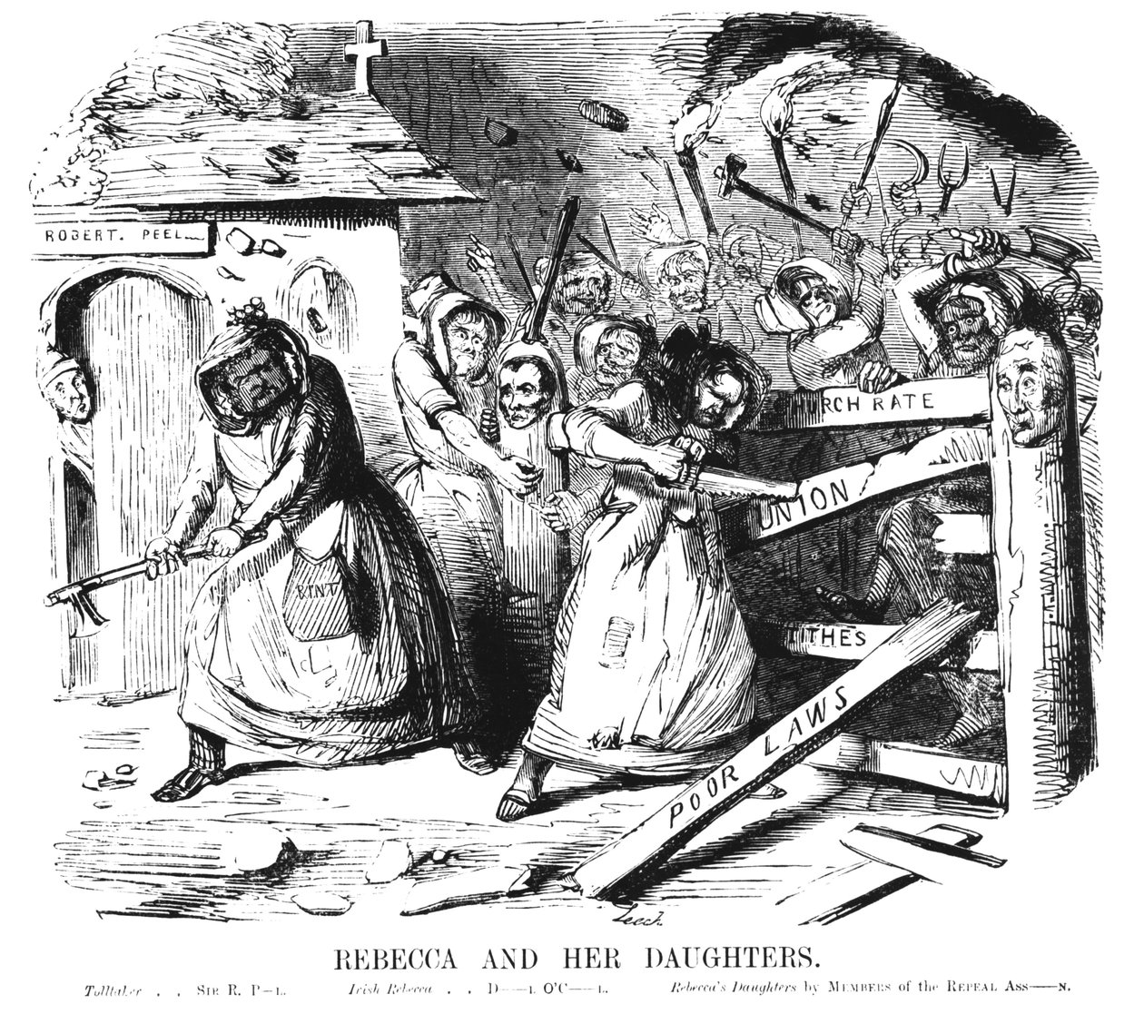Rebecca en haar dochters door John Leech
