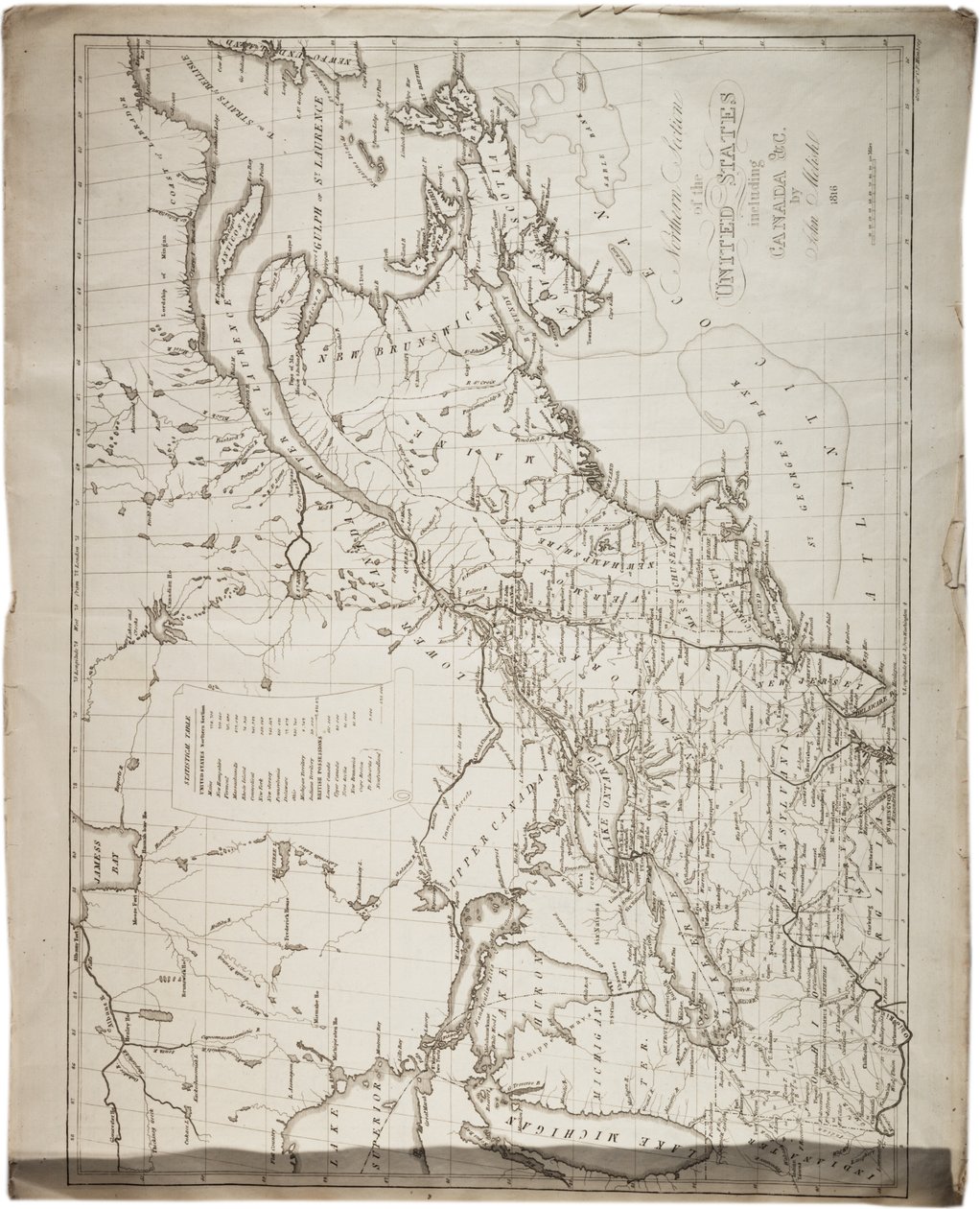 Kaart van de Verenigde Staten, 1816 door John Melish