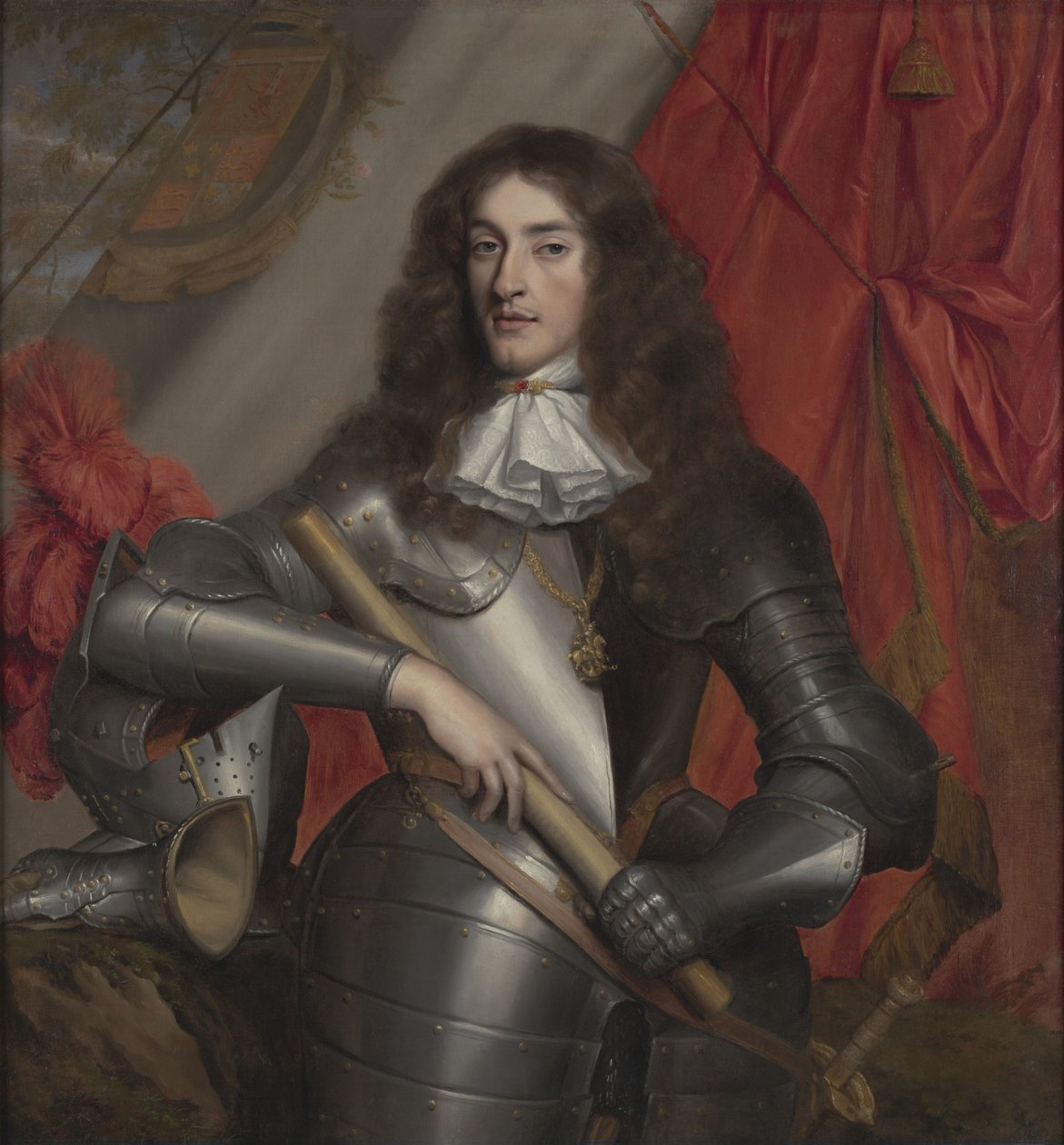 Portret van koning James II en VII in harnas als hertog van York (1633-1701) door John Michael Wright