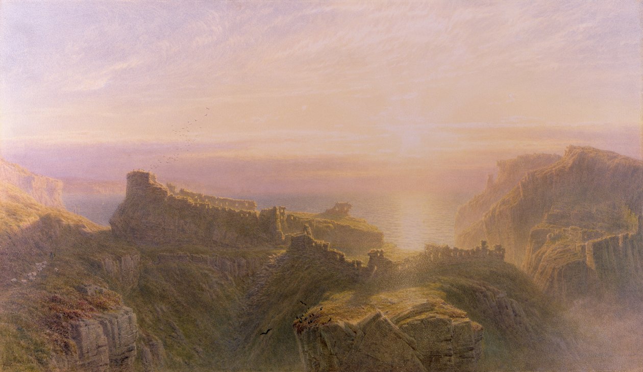 Zonsondergang bij Tintagel, 1871 door John Mogford