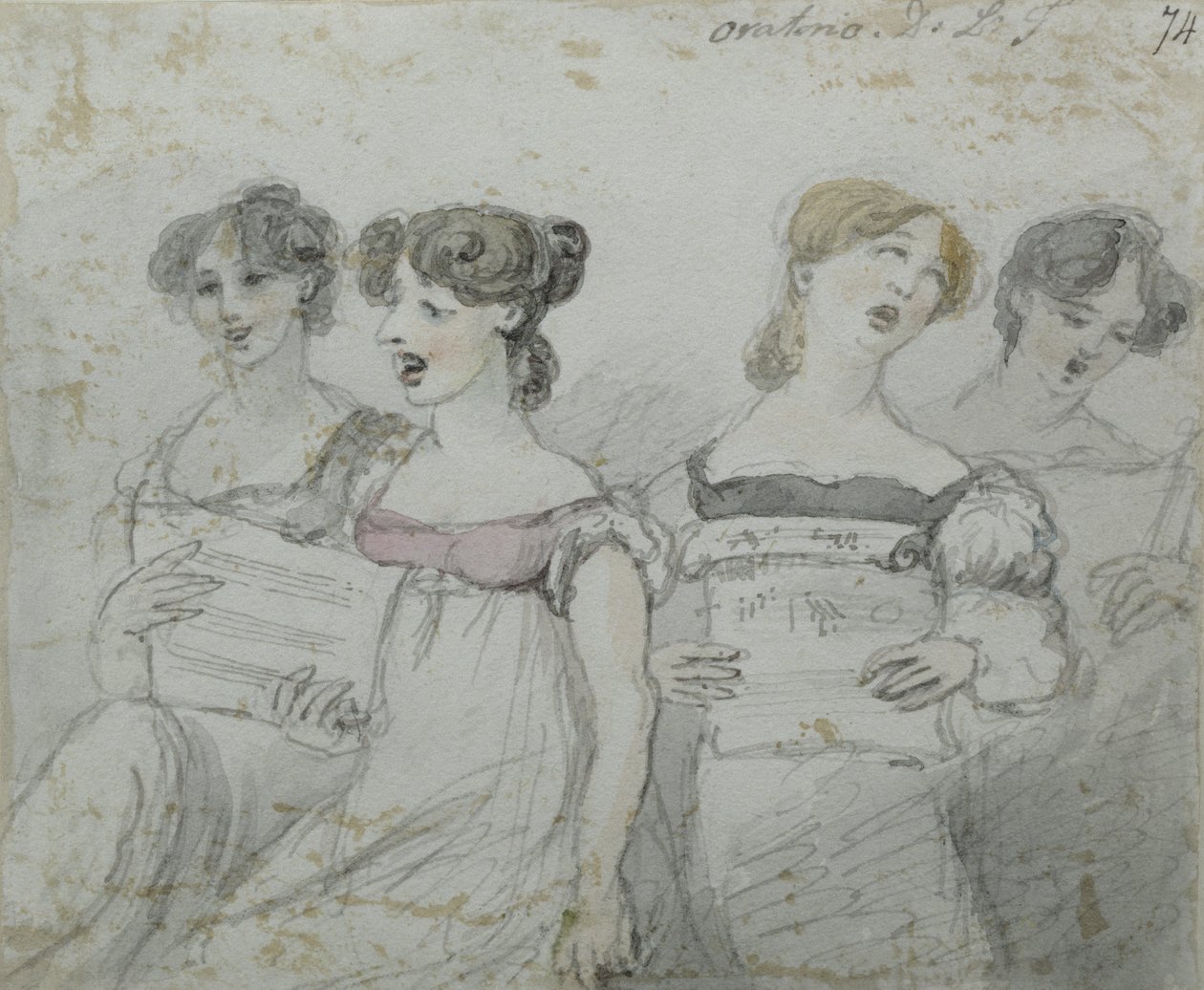 Oratoriumuitvoering in het Drury Lane Theater, deel twee van een drieluik, 1814 door John Nixon