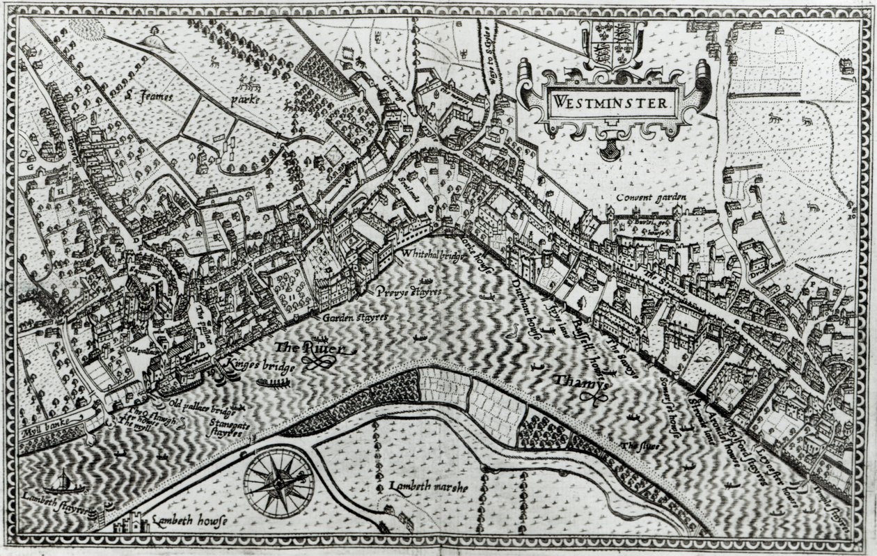 Kaart van Westminster uit 