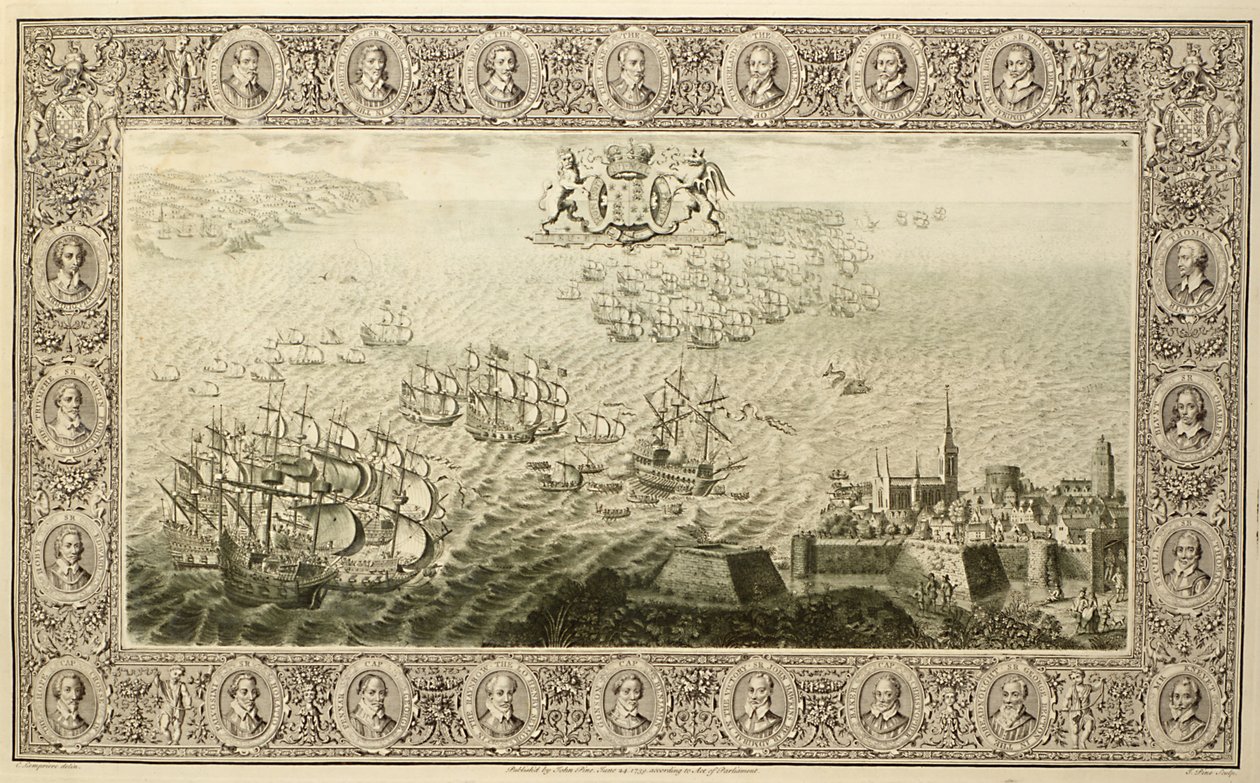 Armada (gravure van een wandtapijt), 1739 door John Pine