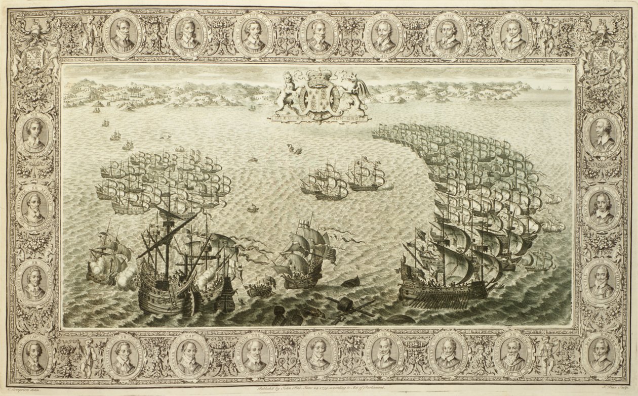 Armada (gravure van een wandtapijt), 1739 door John Pine