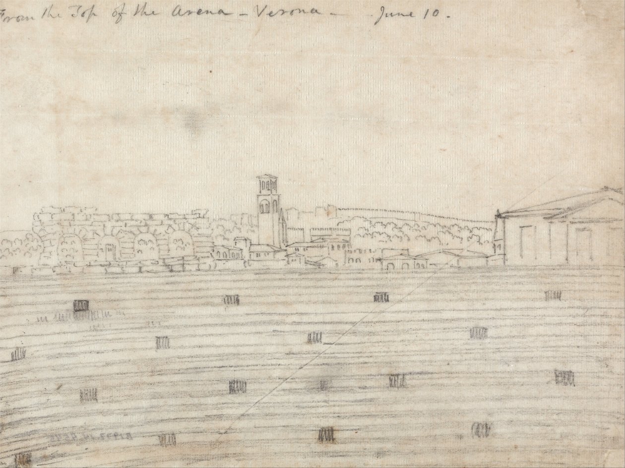 Vanaf de top van de Arena, Verona door John Robert Cozens