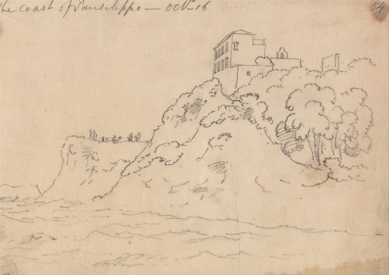 De kust van Posillipo, 16 oktober door John Robert Cozens