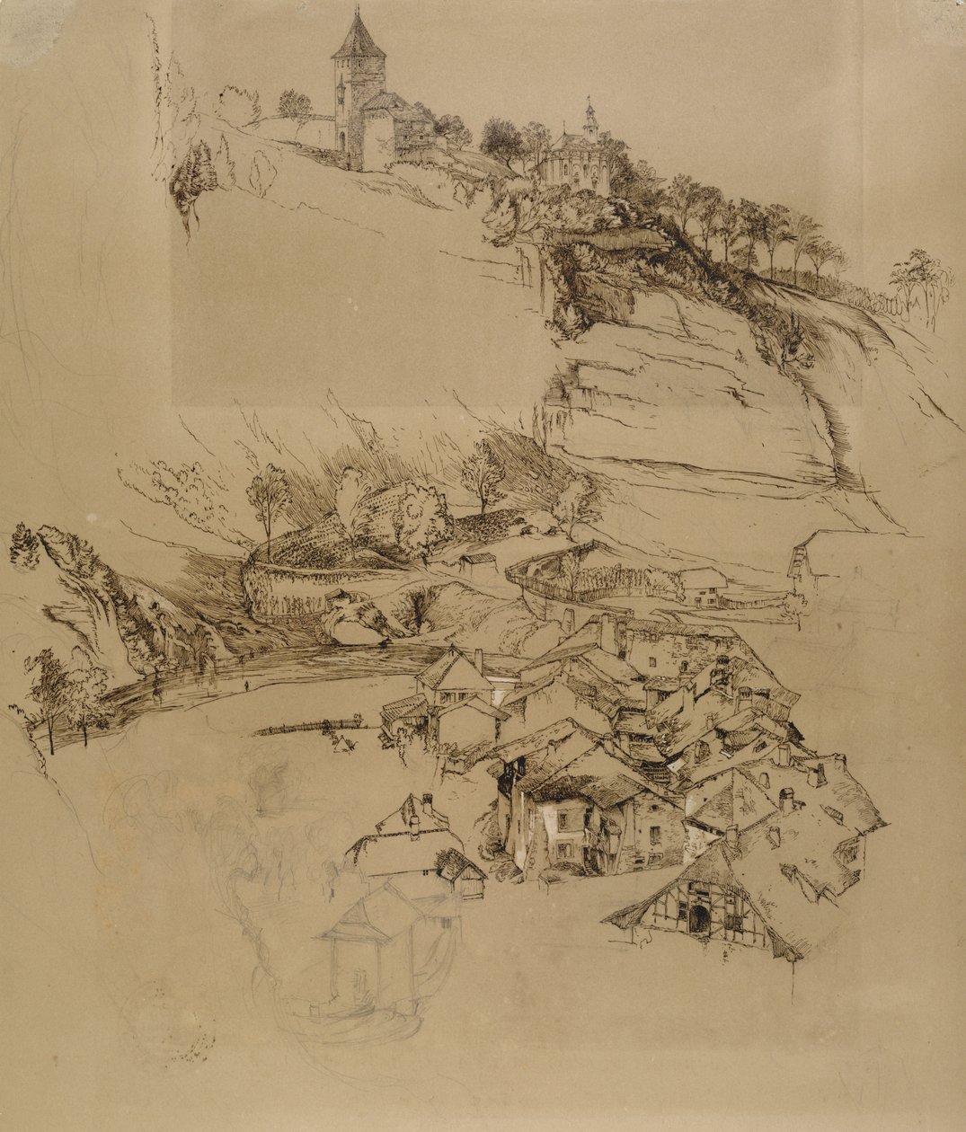 Fribourg, Zwitserland: Pennenschets, juli of augustus - september 1856 door John Ruskin