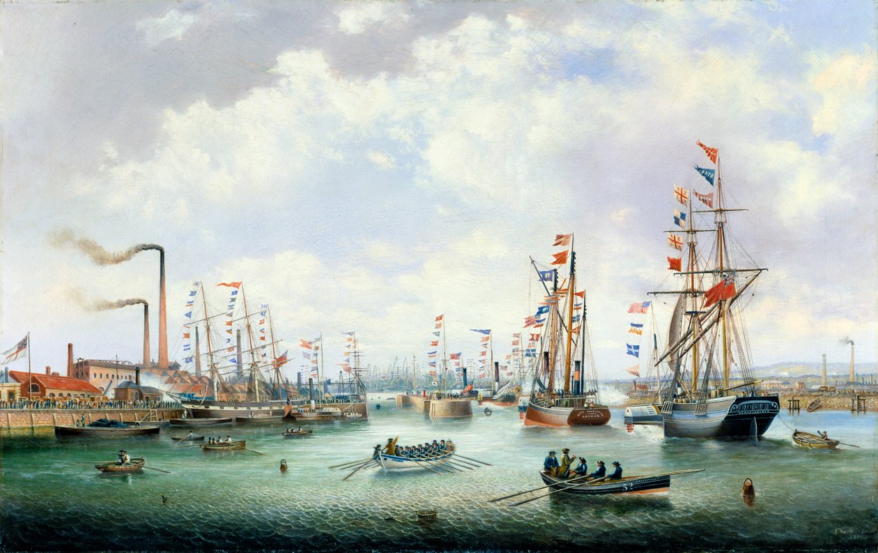 De Opening van Tyne Dock, 1859 door John Scott