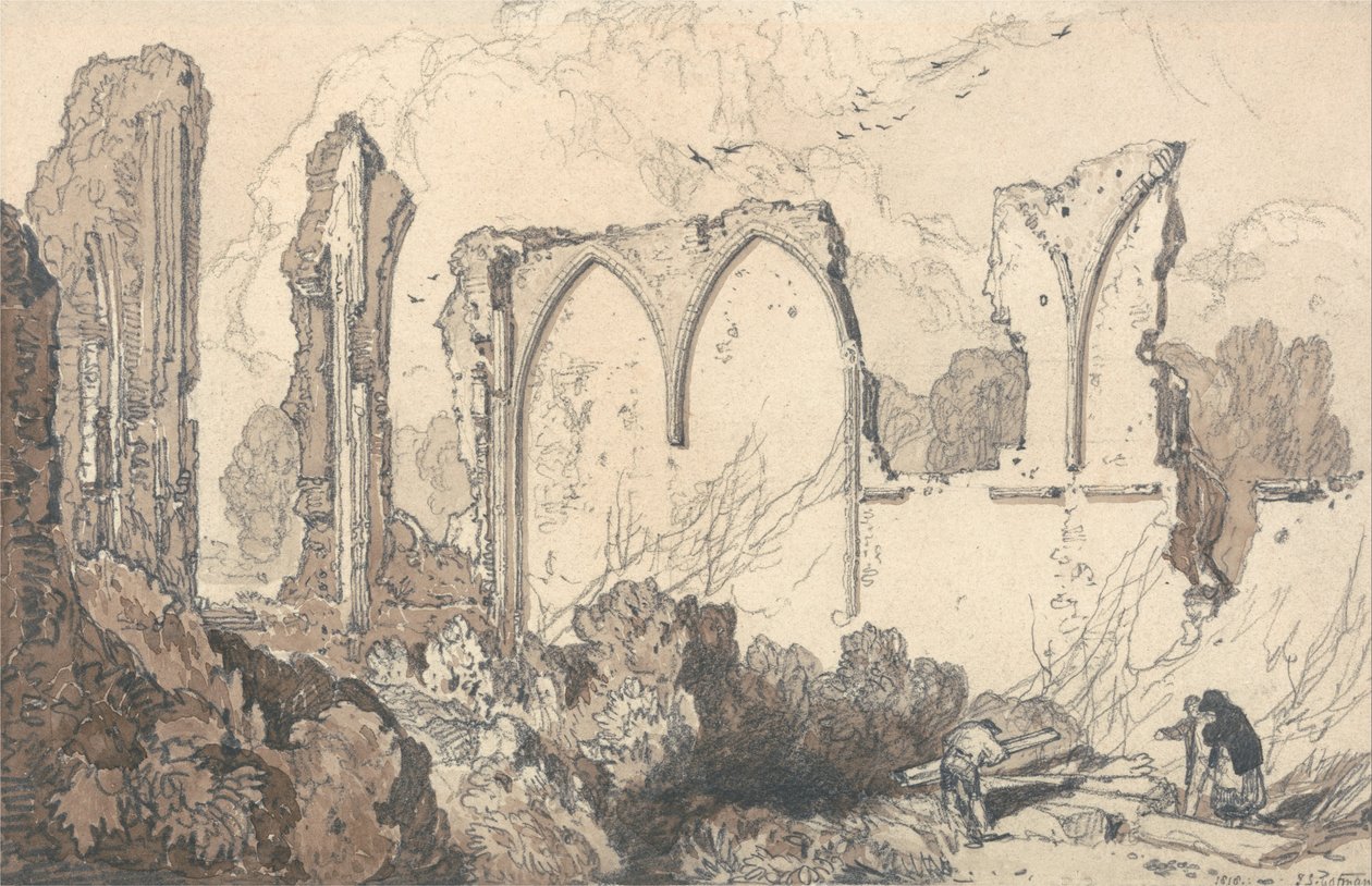 Ruin achter de Vrije School, Thetford, Suffolk door John Sell Cotman