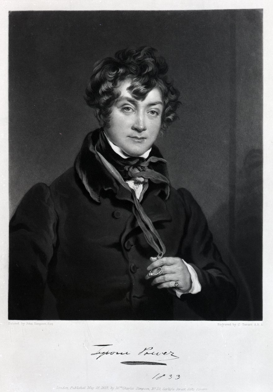 Tyrone Power, gegraveerd door James Sands, c.1833 door John Simpson
