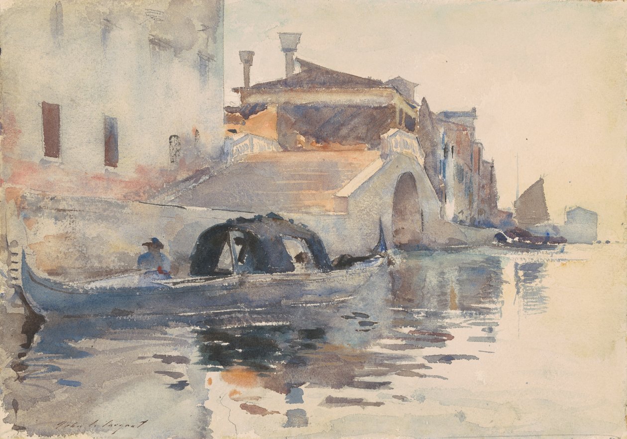 Kanaalscène, Ponte Panada, Fondamenta Nuove, Venetië, ca. 1880-82 door John Singer Sargent