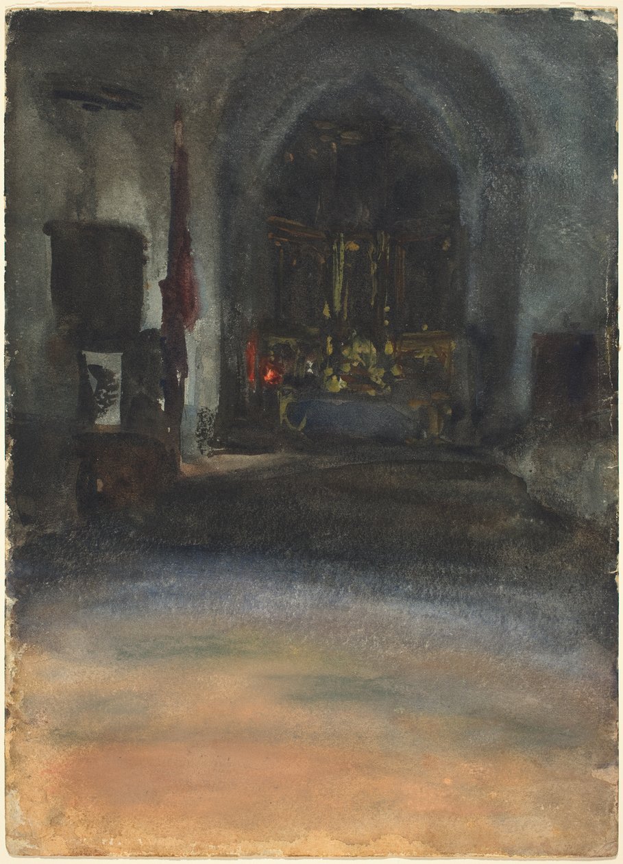 Spaanse kerkinterieur, ca. 1880 door John Singer Sargent