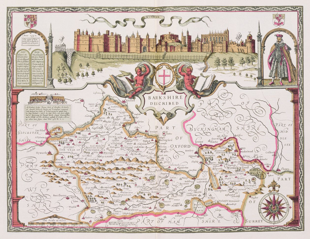 Berkshire, gegraveerd door Jodocus Hondius (1563-1612) uit John Speed