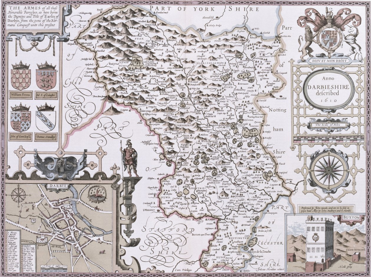 Darbieshire, gegraveerd door Jodocus Hondius (1563-1612) uit John Speed