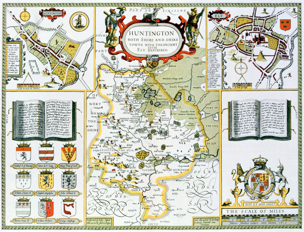 Huntington, gegraveerd door Jodocus Hondius uit John Speed