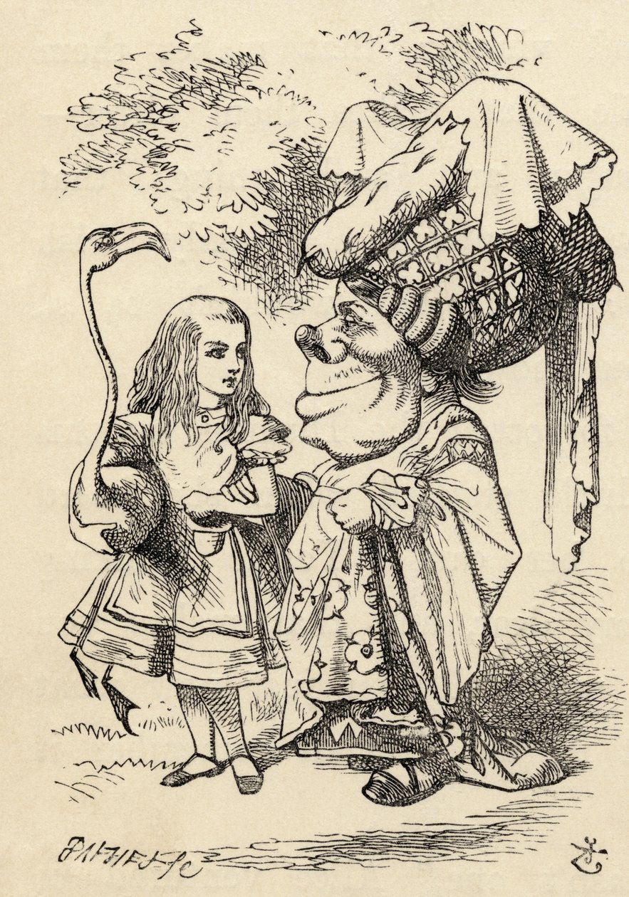 Alice met flamingo praat met de Hertogin, uit 