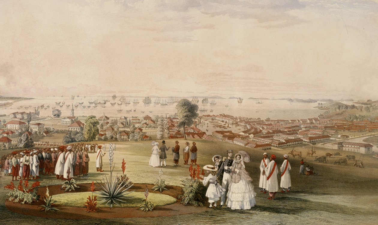 Uitzicht op Singapore vanaf Fort Canning, 1846 door John Turnbull Thomson