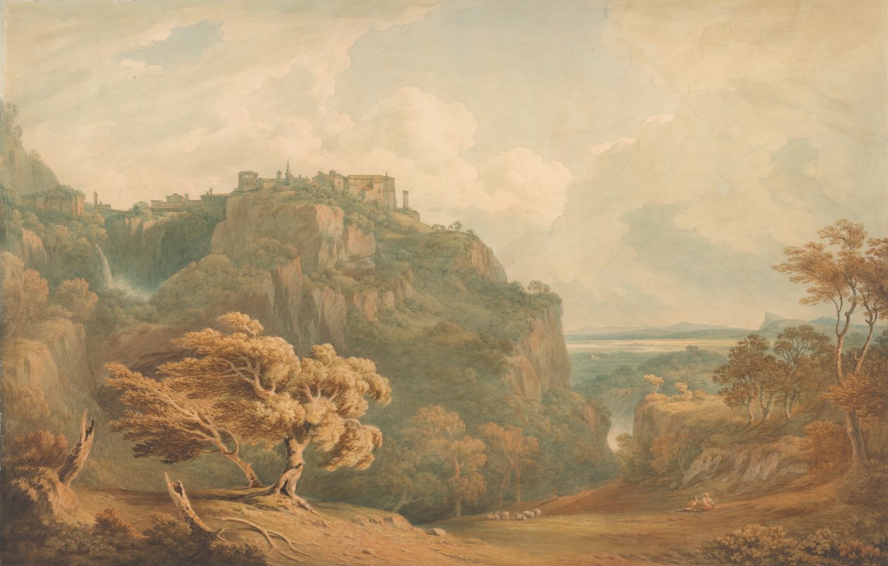 Een uitzicht op Tivoli richting Rome door John Warwick Smith