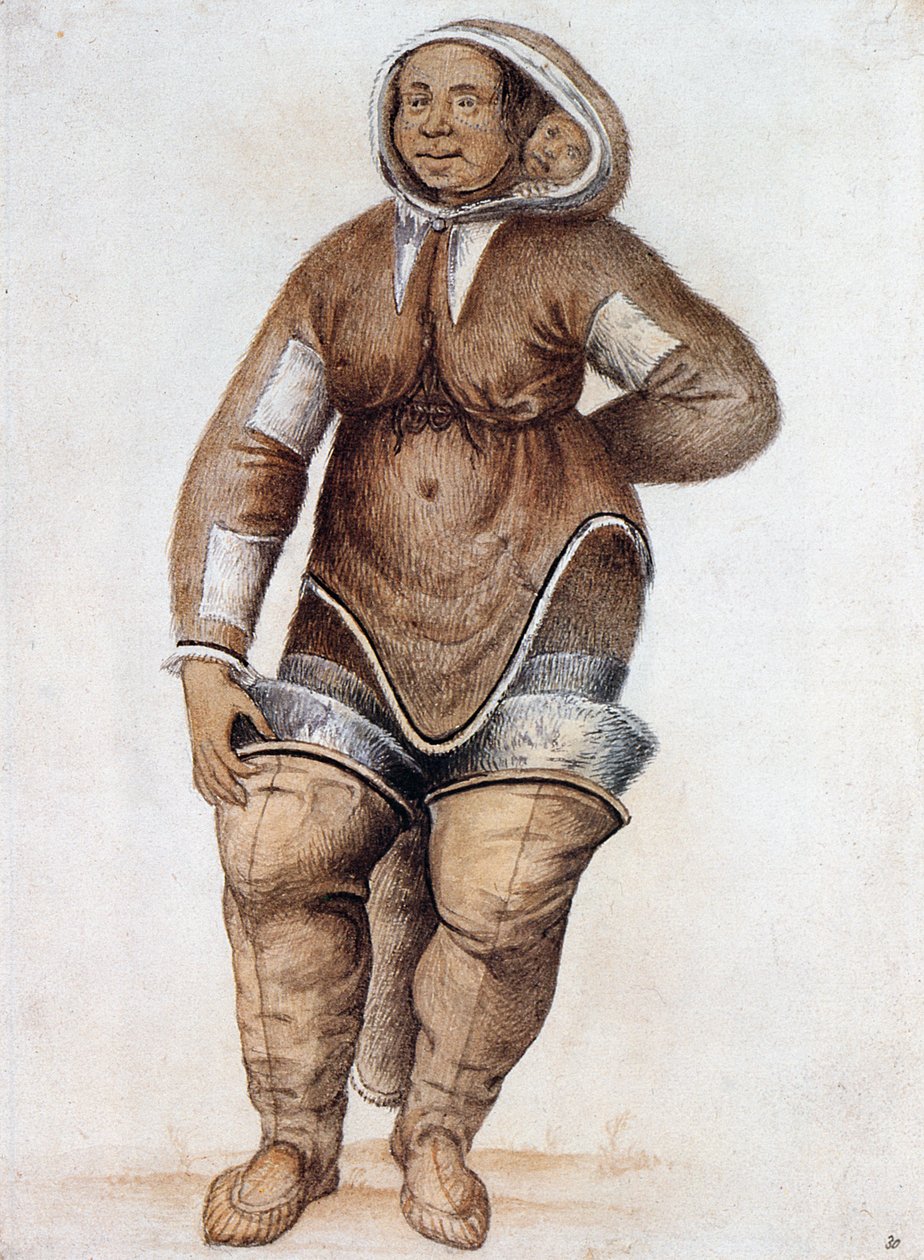 Eskimo (Inuit) vrouw en baby door John White
