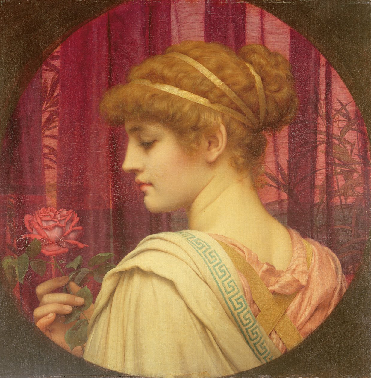 Meisje met rode roos door John William Godward