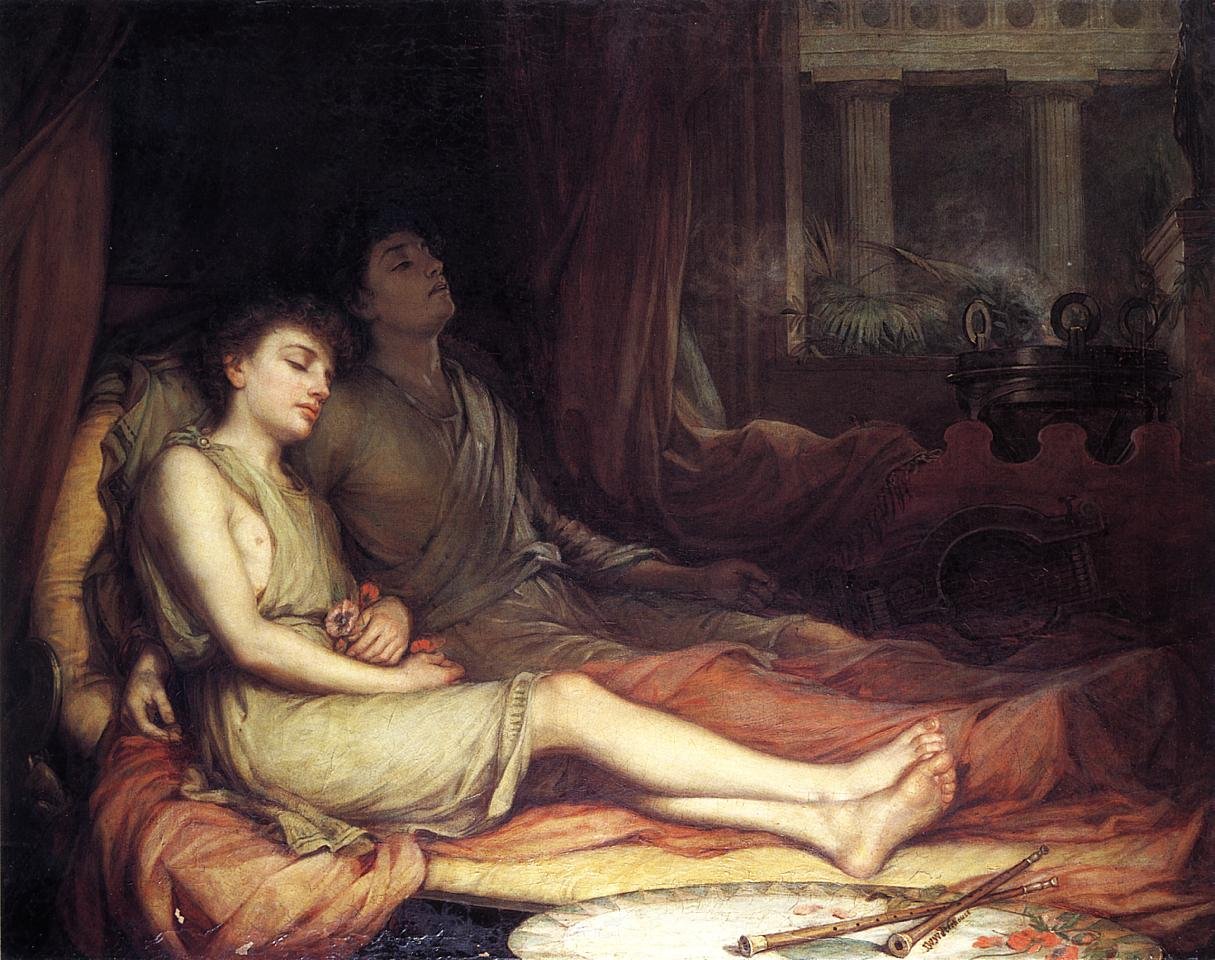 Slaap en Zijn Halfbroer Dood door John William Waterhouse