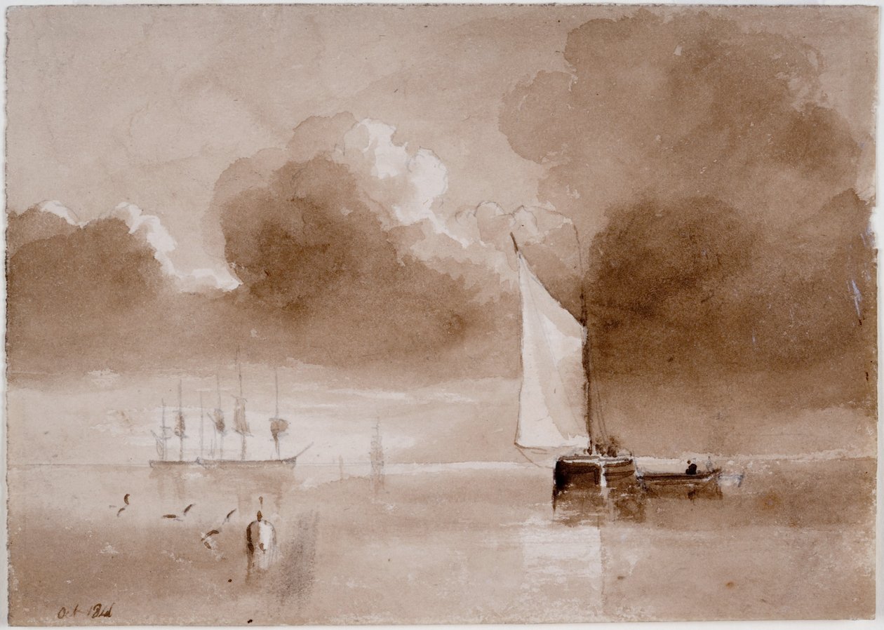 Compositorische studie voor een zeelandschap door John Wilson Carmichael