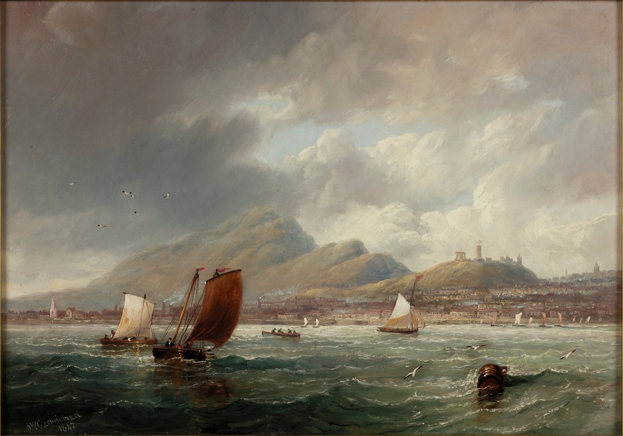 Leith en Edinburgh vanaf de Firth of Forth, 1847 door John Wilson Carmichael