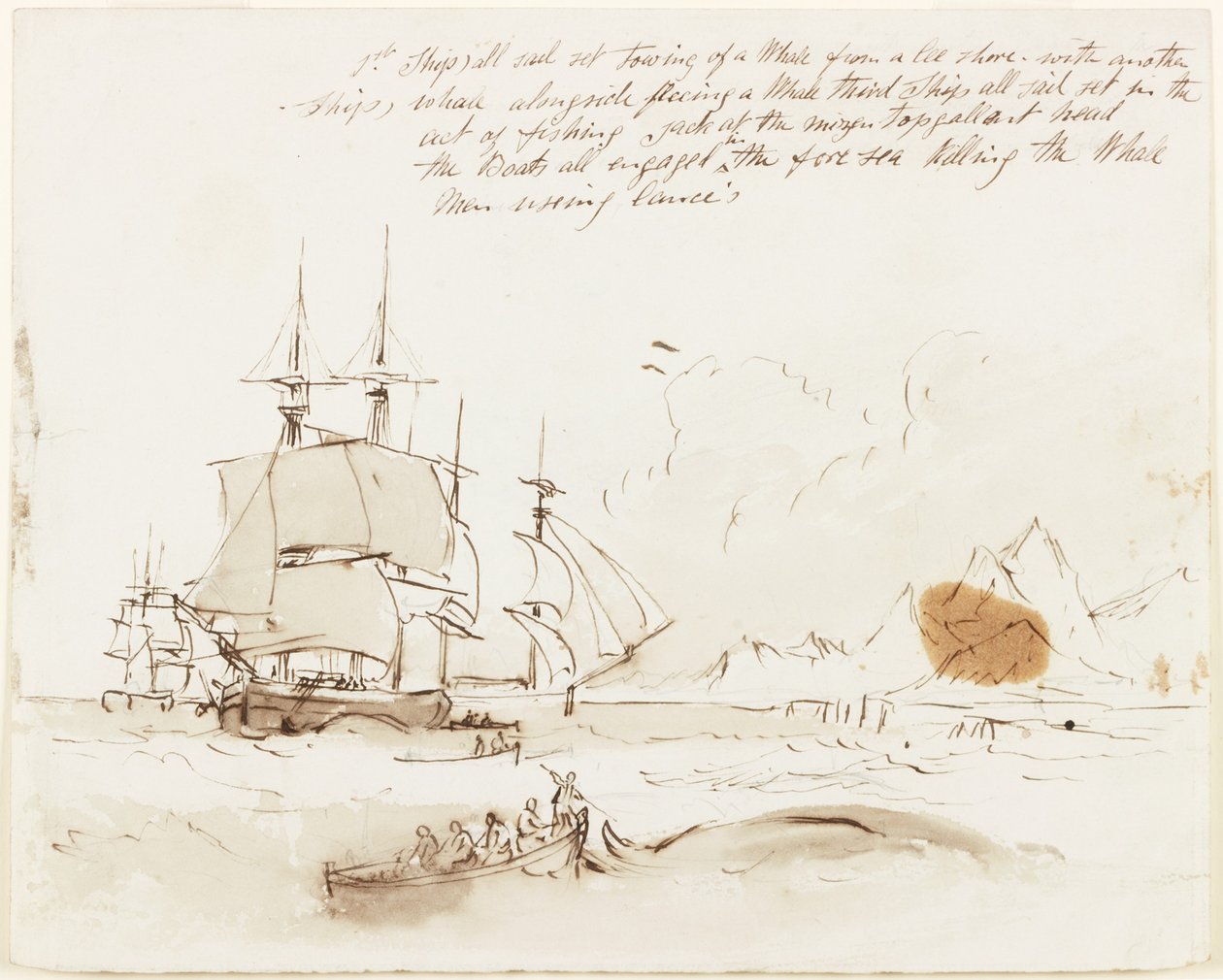 Studie voor een walvisvangst schilderij door John Wilson Carmichael