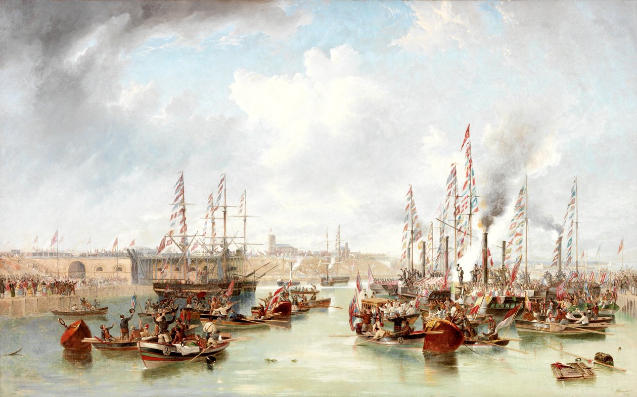 De opening van Sunderland South Docks, 20 juni 1850 door John Wilson Carmichael