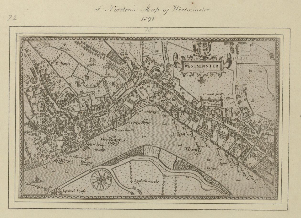 Een plan van Westminster door John (after) Norden