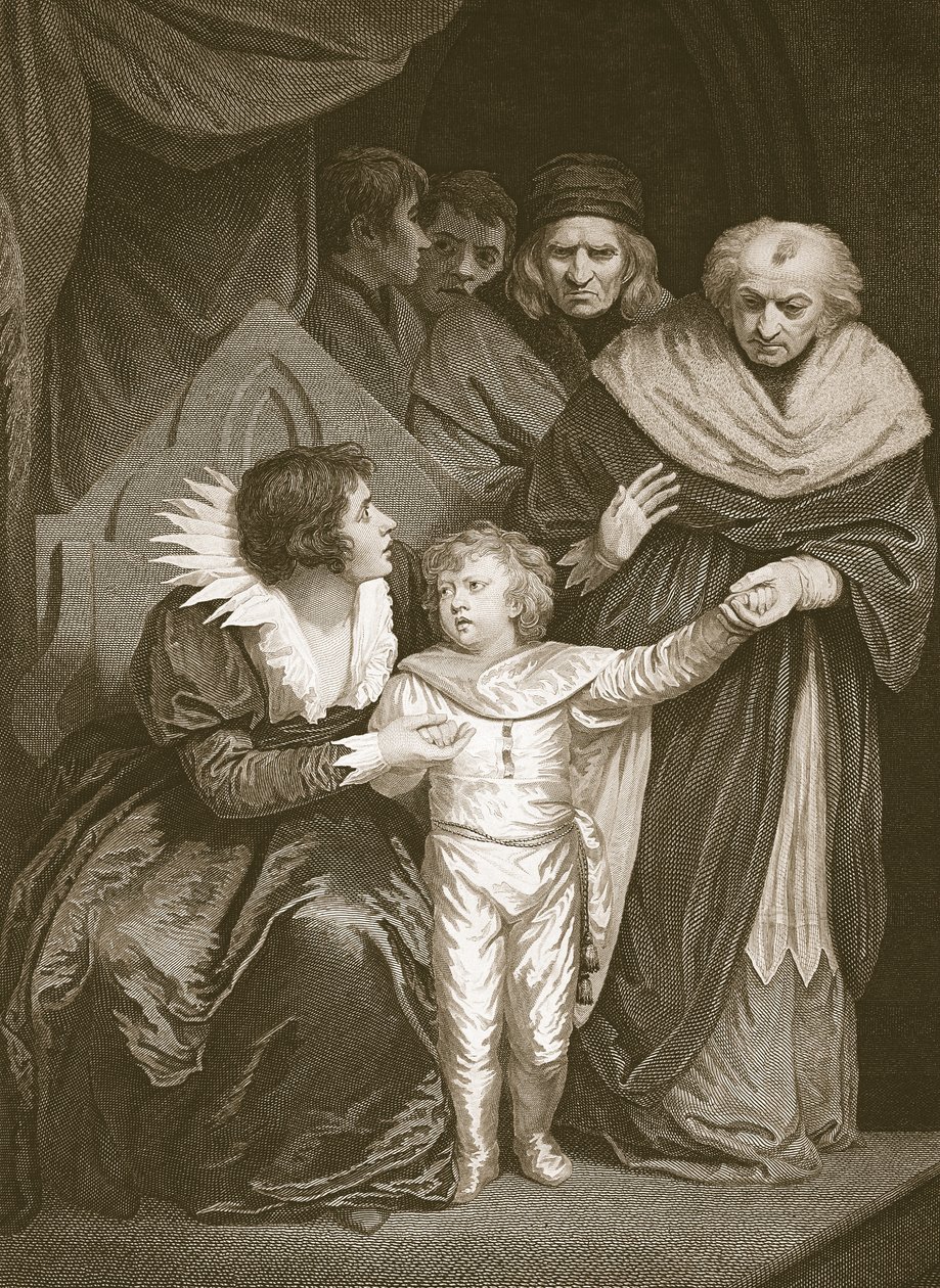 Hertog van York, broer van Edward V, overgedragen door de koningin, gegraveerd door J. Fittler, illustratie uit David Hume