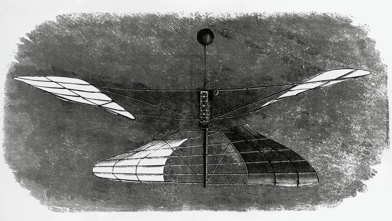 Helikopter van Enrico Forlanini (1848-1930), pentekening, Italië door Walter Charles Mills