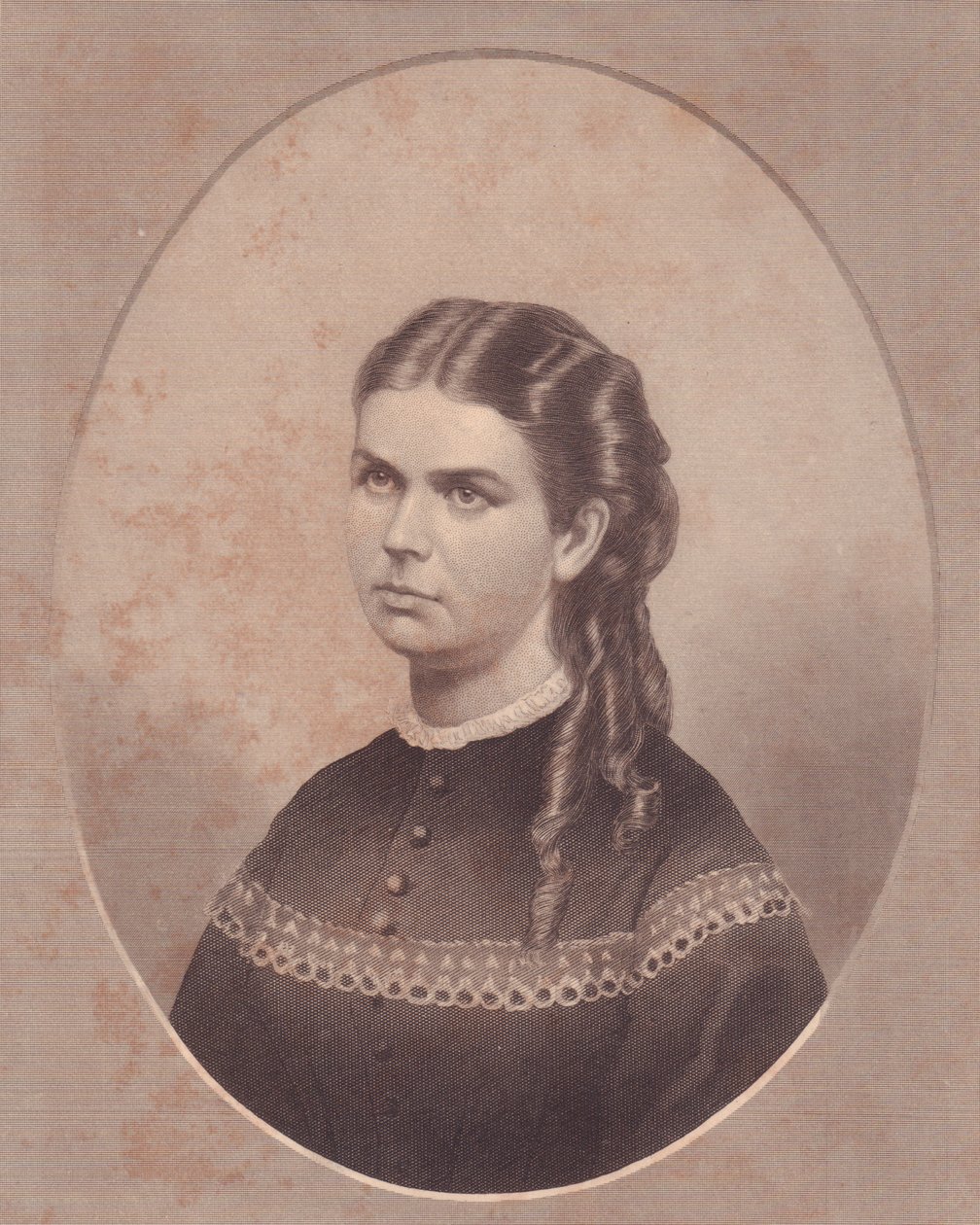 Portret van Ada Kinsman (1845-1871), vrouw van dominee Edward Archibald Wanless, gravure door FE Jones door Walter Charles Mills
