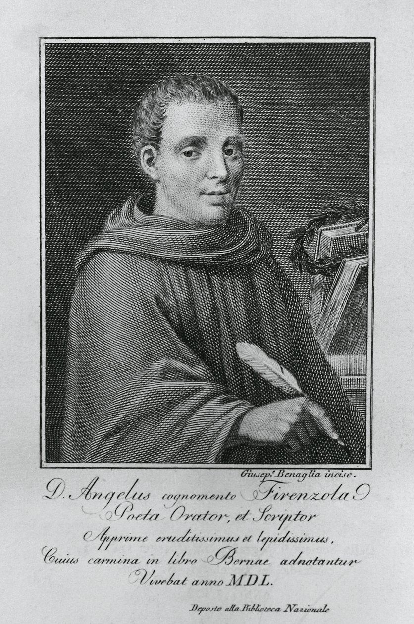 Portret van Agnolo Firenzuola (1493-1543), Italiaanse schrijver en humanist, gravure door Giuseppe Benaglia (ca 1796-ca 1830) door Walter Charles Mills