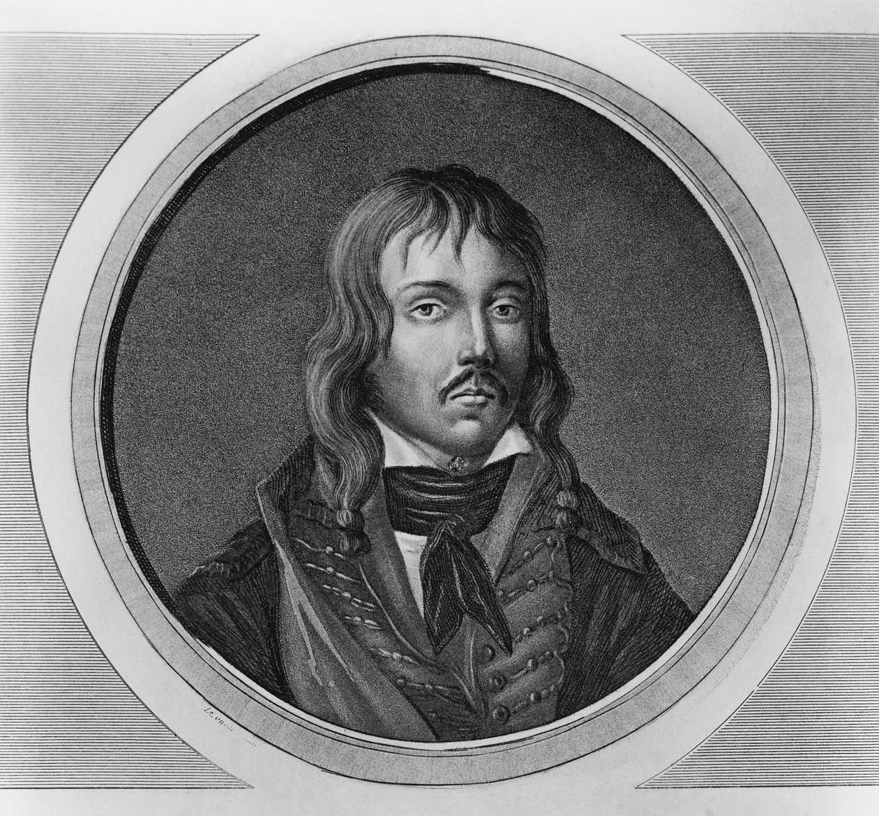 Portret van Francois Severin Marceau-Desgraviers (1769-1796), Franse generaal van de Revolutionaire Oorlogen, gravure door Walter Charles Mills