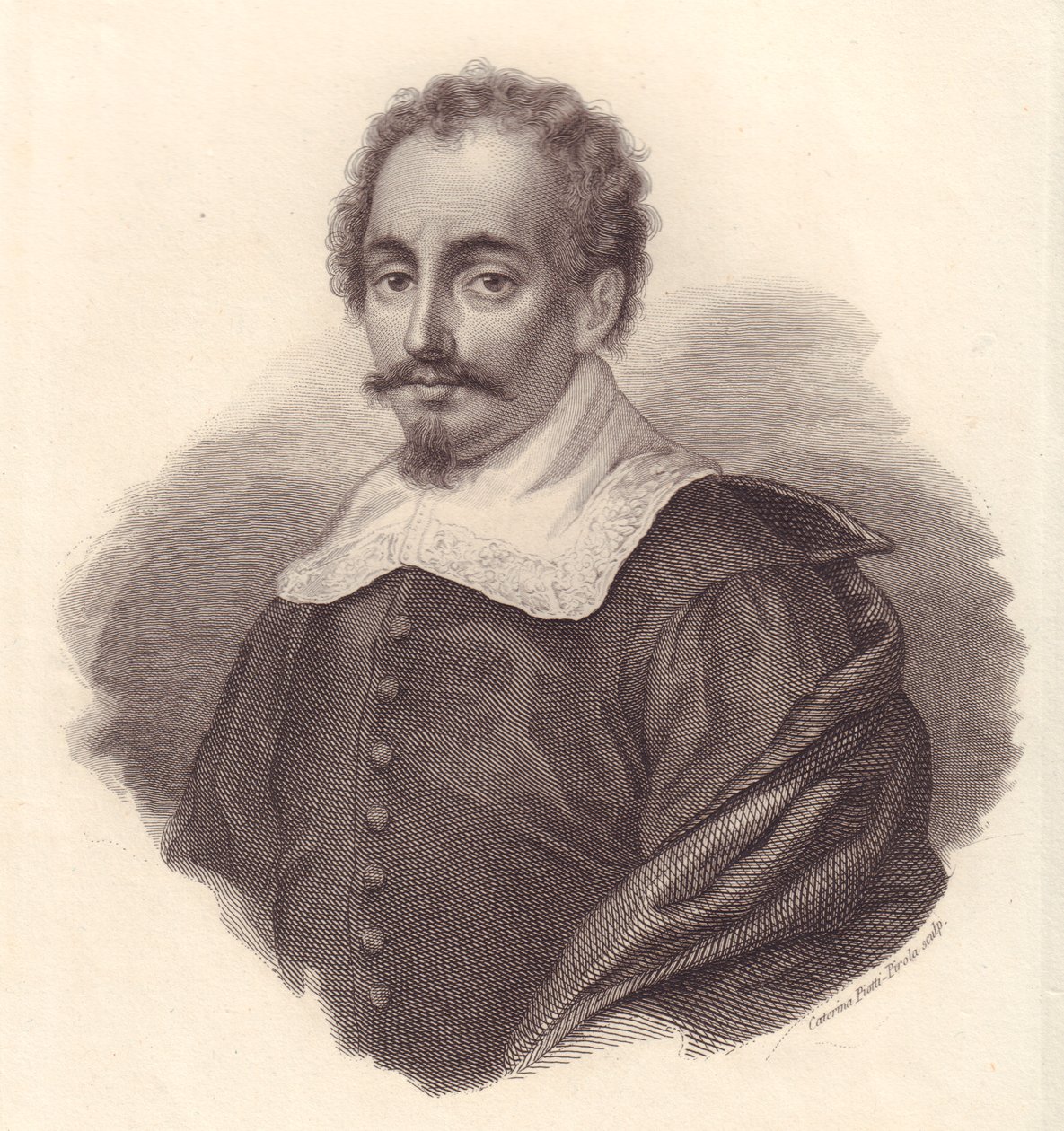 Portret van Italiaanse geograaf Jacopo Cantelli (1643-1695), kopergravure door Caterina Piotti-Pirola door Walter Charles Mills