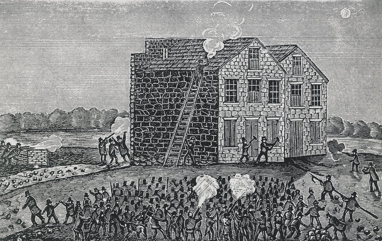 Pro-slavernij menigte vermoordt dominee Elijah Parish Lovejoy, 7 november door Walter Charles Mills