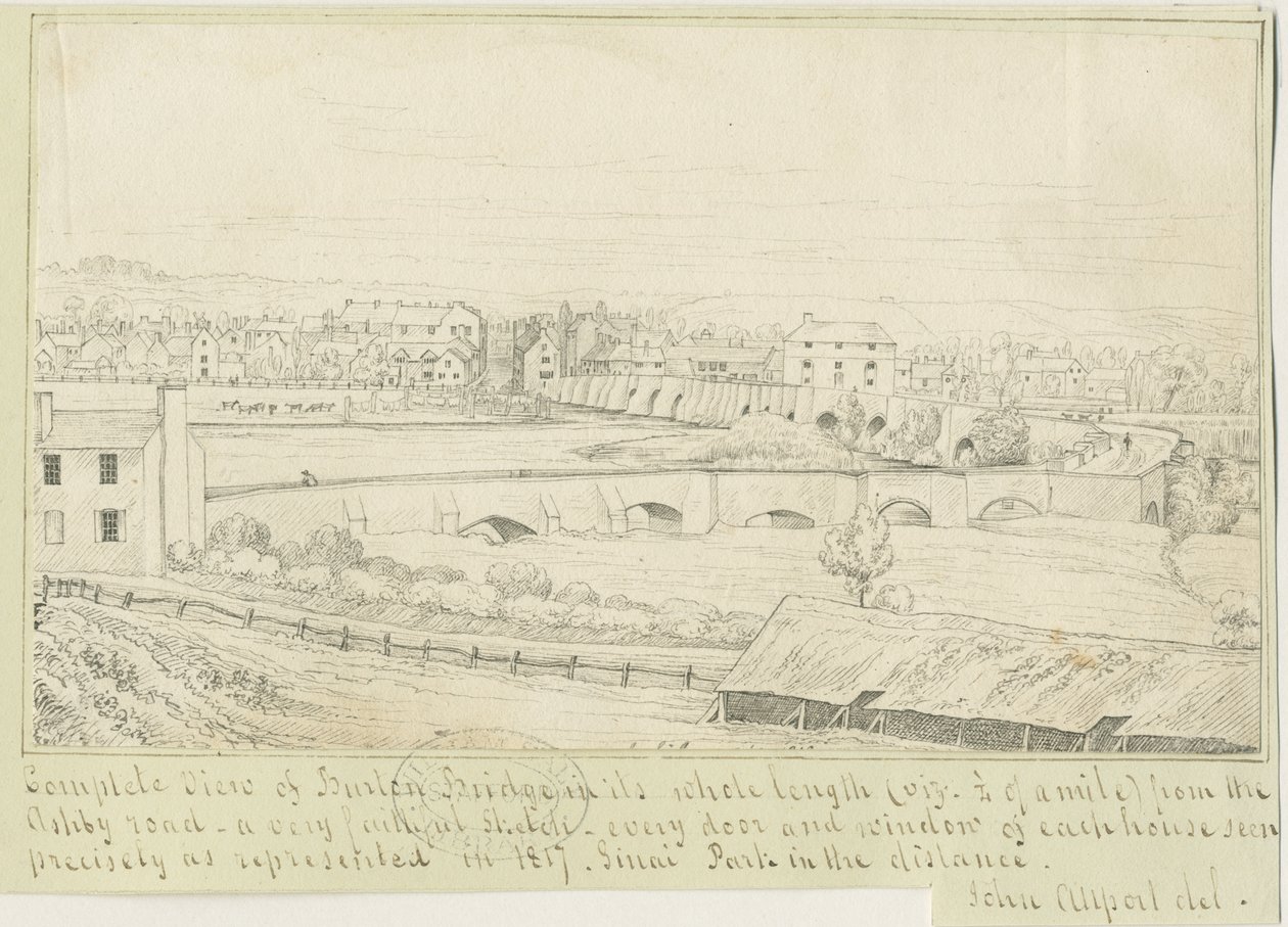 Burton-upon-Trent Brug en Stad door John Allport